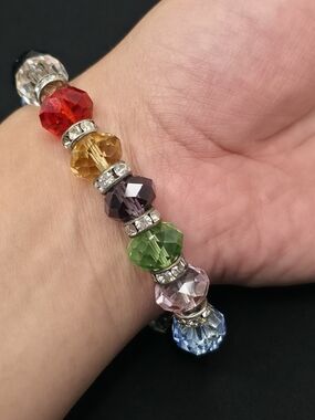 Source Unknown Rainbow Crystal Faceted Acrylic Bead Rhinestone
